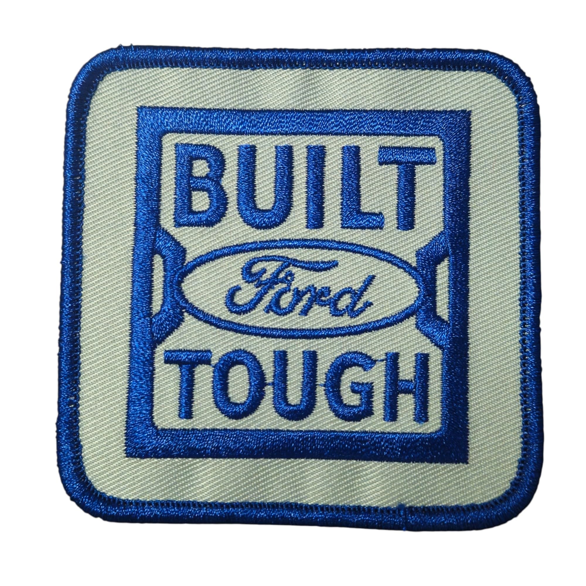 Ford Built Ford Tough Embroidered Patch 3 inch x 3 inch | Heat Seal Patch for Clothes, Jean Jacket, Black Backpack, Hat, Jackets, and More