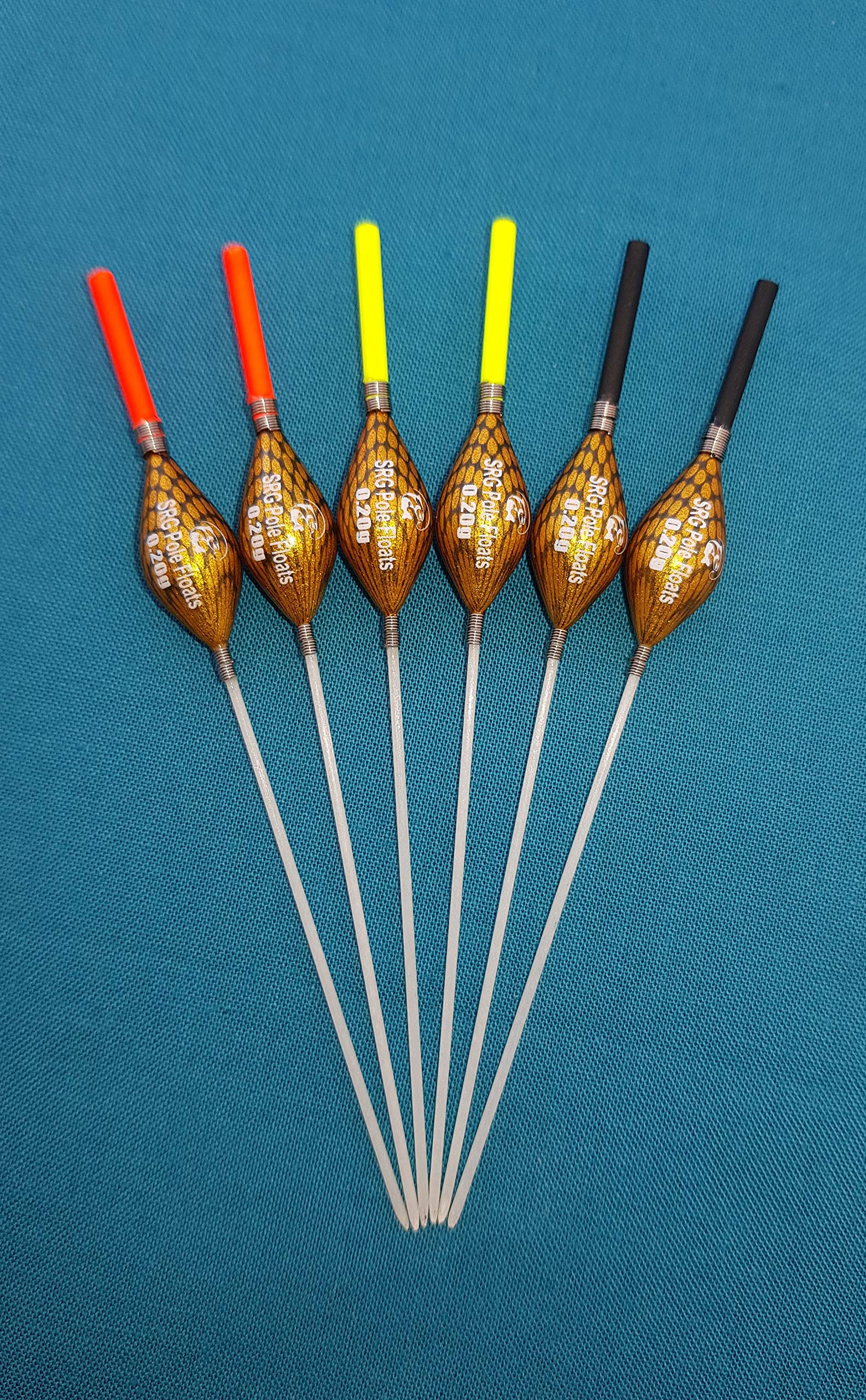 SRG Pole Floats SRG019 Pack of 6 x Pole Floats Diamond Extra Tough Fiberglass Stem choose from (0.1g / 0.2g / 0.3g / 0.4g) (6 x 0.4g (3 x Black Tip and 3 x Yellow Tip)) - Image 3