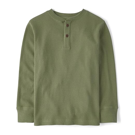 The Children's Place boys Long Sleeve Thermal Henley Shirt