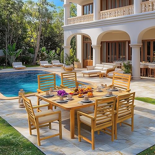 Miniatura 9 de Tranquillo Solara - Juego de 2 sillas de madera de acacia para exteriores con cojines, capacidad de 500 libras, sillas de patio resistentes a la