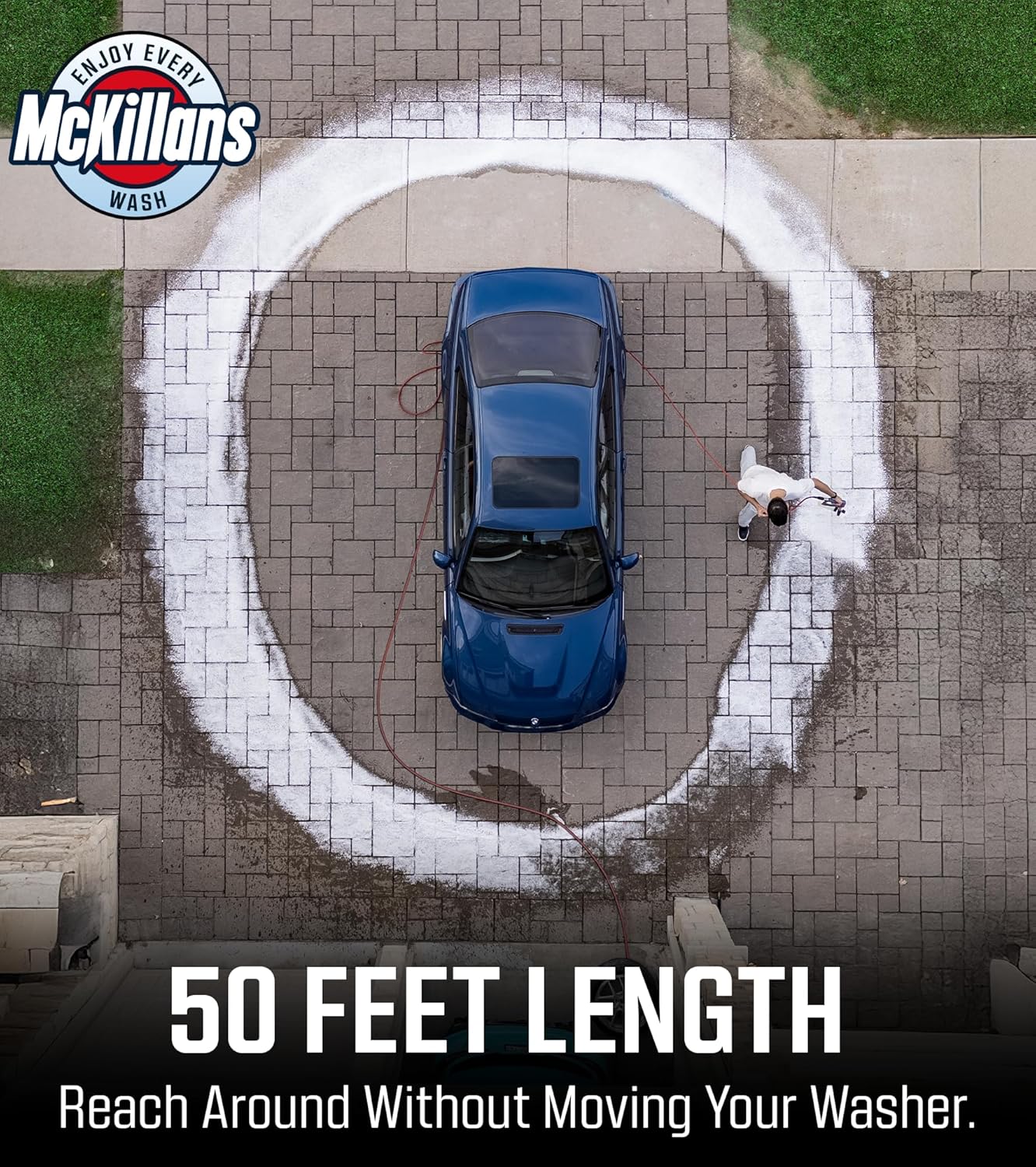 McKillans® Pressure Washer Hose 50 ft - Flexible & Kink-resistant - Steel-Braided & Durable- M22-14mm Stainless Steel Plug - Power Washer Hose - High Pressure 1/4" Inner Diameter - Long 50 ft Reach