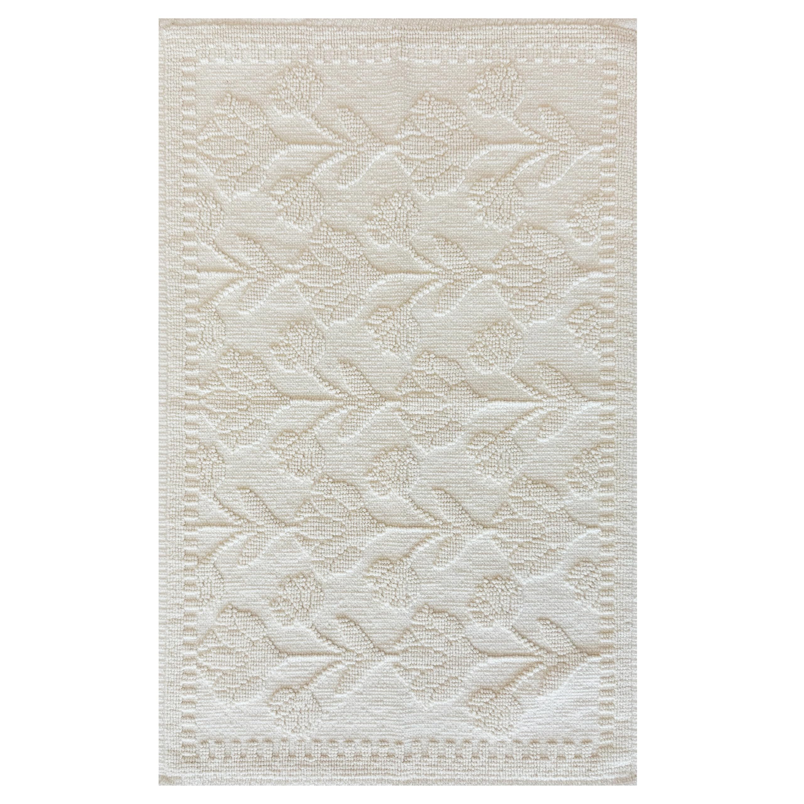 Olivia Rocco Floral Bath Mat Non-Slip Super Absorbent 100% Cotton Bathroom Mats Extra Soft Rug for Bathroom Floor 50 x 80 cm, Cream