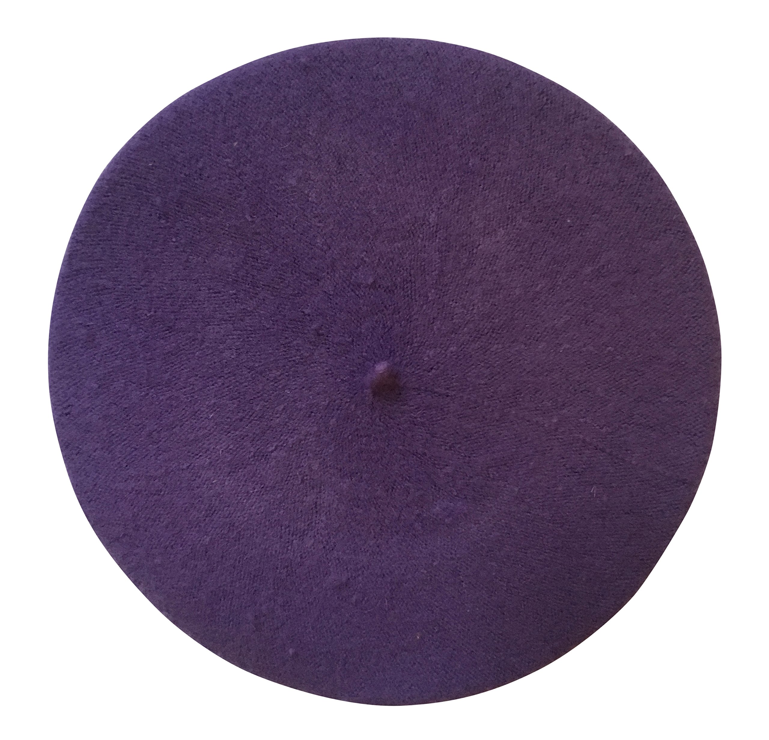 Central Chic Women's Purple Plain Beret Hat 100% Wool French Beret