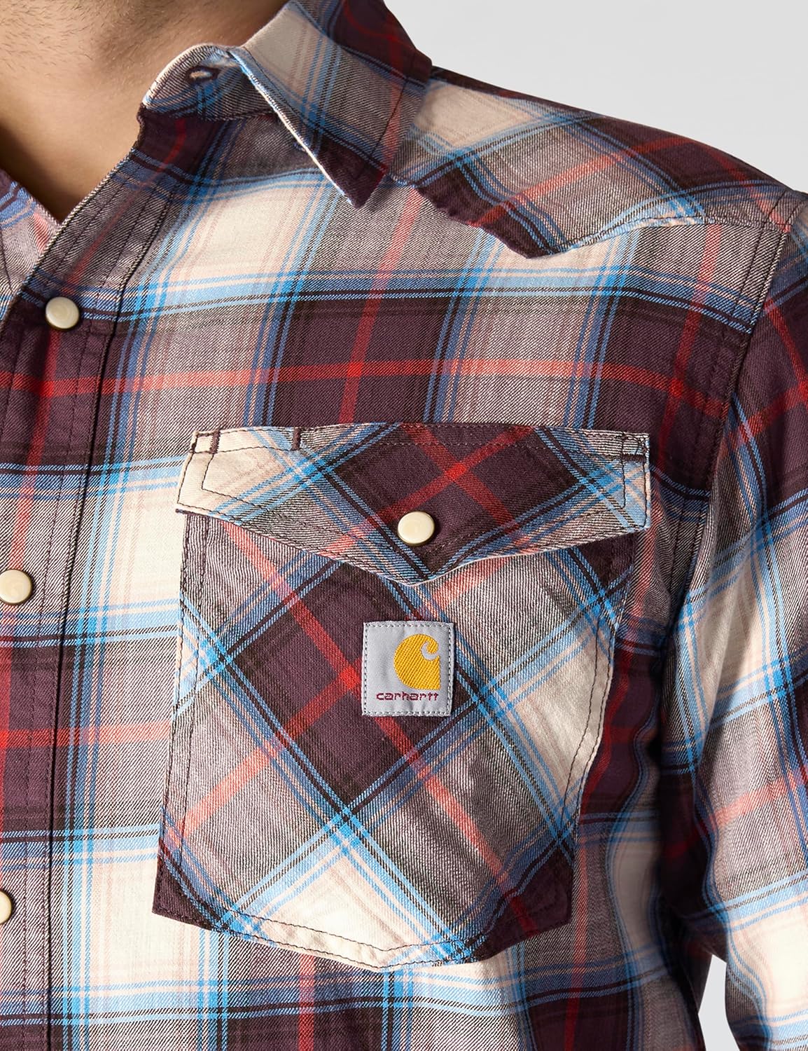 Carhartt Men's Montana Rugged Flex Relaxed Fit Lightweight Long-Sleeve Snap-Front Plaid Shirt - Image 5