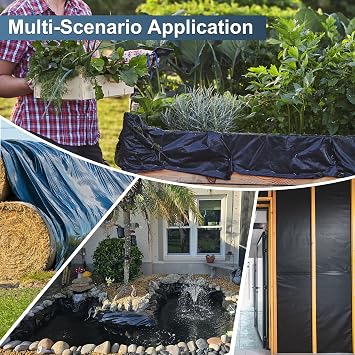 2 x 10M Black Plastic Sheeting Heavy Duty 1850G Thick Polythene Sheeting | Garden Grow Horticultural,Damp Dustproof Sheet Waterproof Outdoor Cover,Membrane for Building Industrial Protection