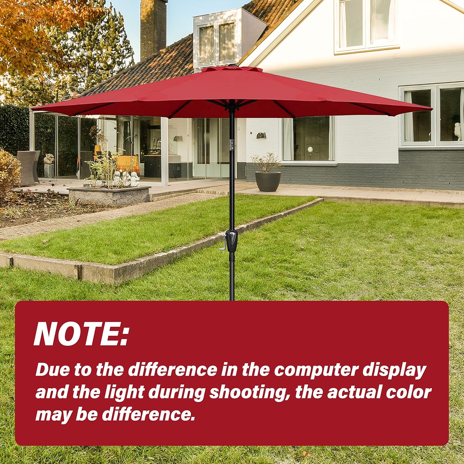 Simple Deluxe 9' Patio Umbrella Replacement Canopy Only Outdoor Table Market Yard Umbrella Replacement Top Cover with 8 Ribs, Red