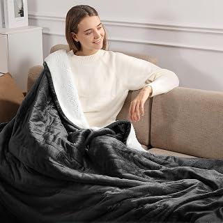 Heated Throw Heating Blanket 50''X60'' - Electric Throw Soft Plush Sherpa with 5 Heating Level & 4 Hour Auto Off, ETL Certified & Overheat Protection, Warm Gifts for Grandma(Charcoal Grey)