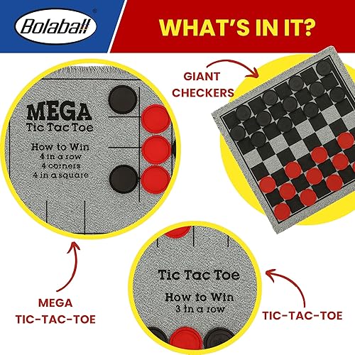 Miniatura 3 de Bolaball - Juego de mesa gigante 3 en 1, la vieja, damas, ajedrez, reversible, juegos de jardín y patio para adultos, fiesta familiar, para niños,