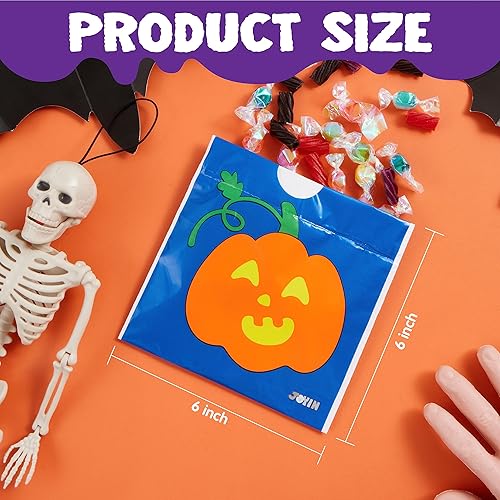 Miniatura 5 de JOYIN 96 bolsas de dulces con cordón de Halloween, pequeñas bolsas de dulce o truco a granel, bolsas de plástico para dulces o trucos, bonitas