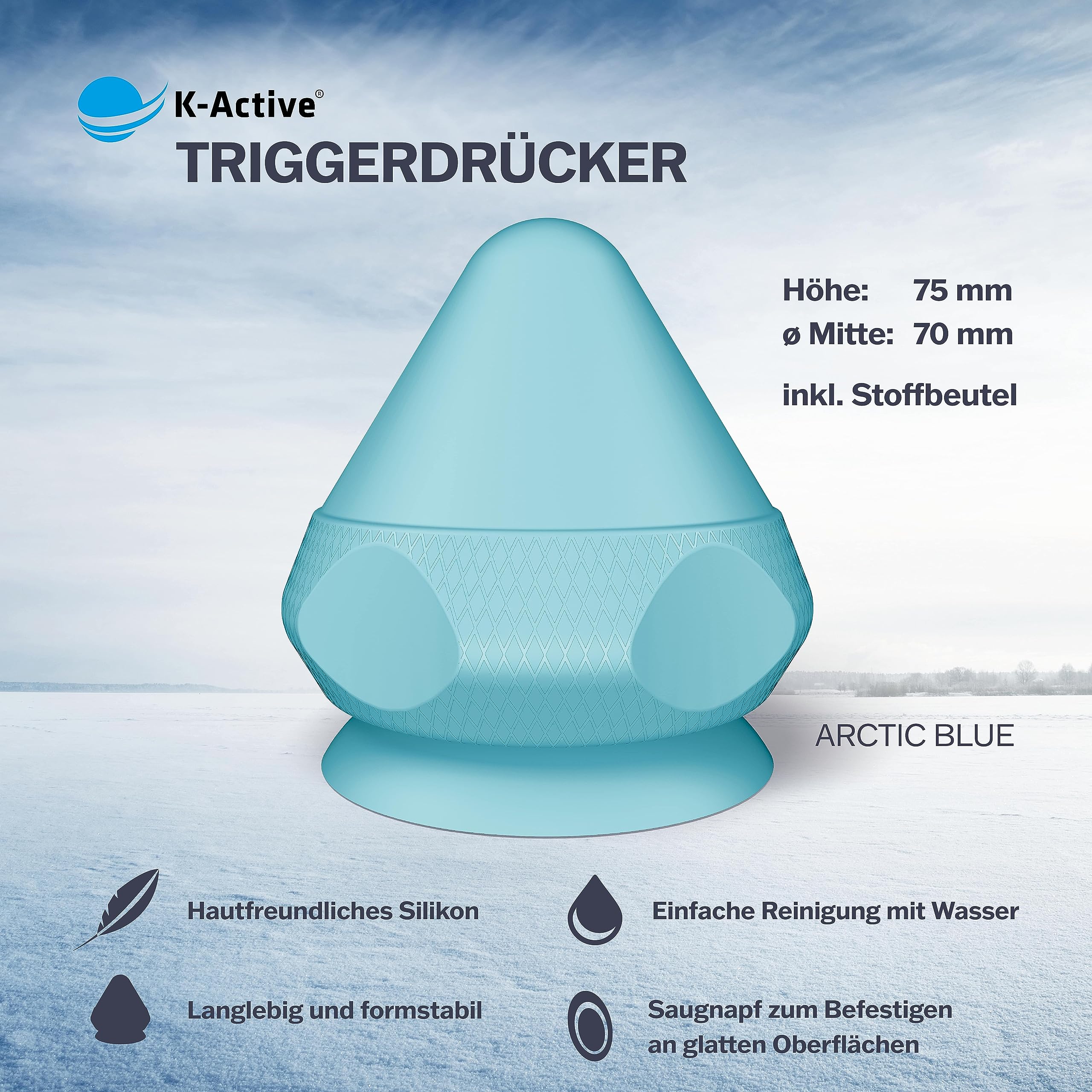 K-Active® Klamka spustowa z przyssawką z workiem | ukierunkowane usuwanie napięć (arctic blue)