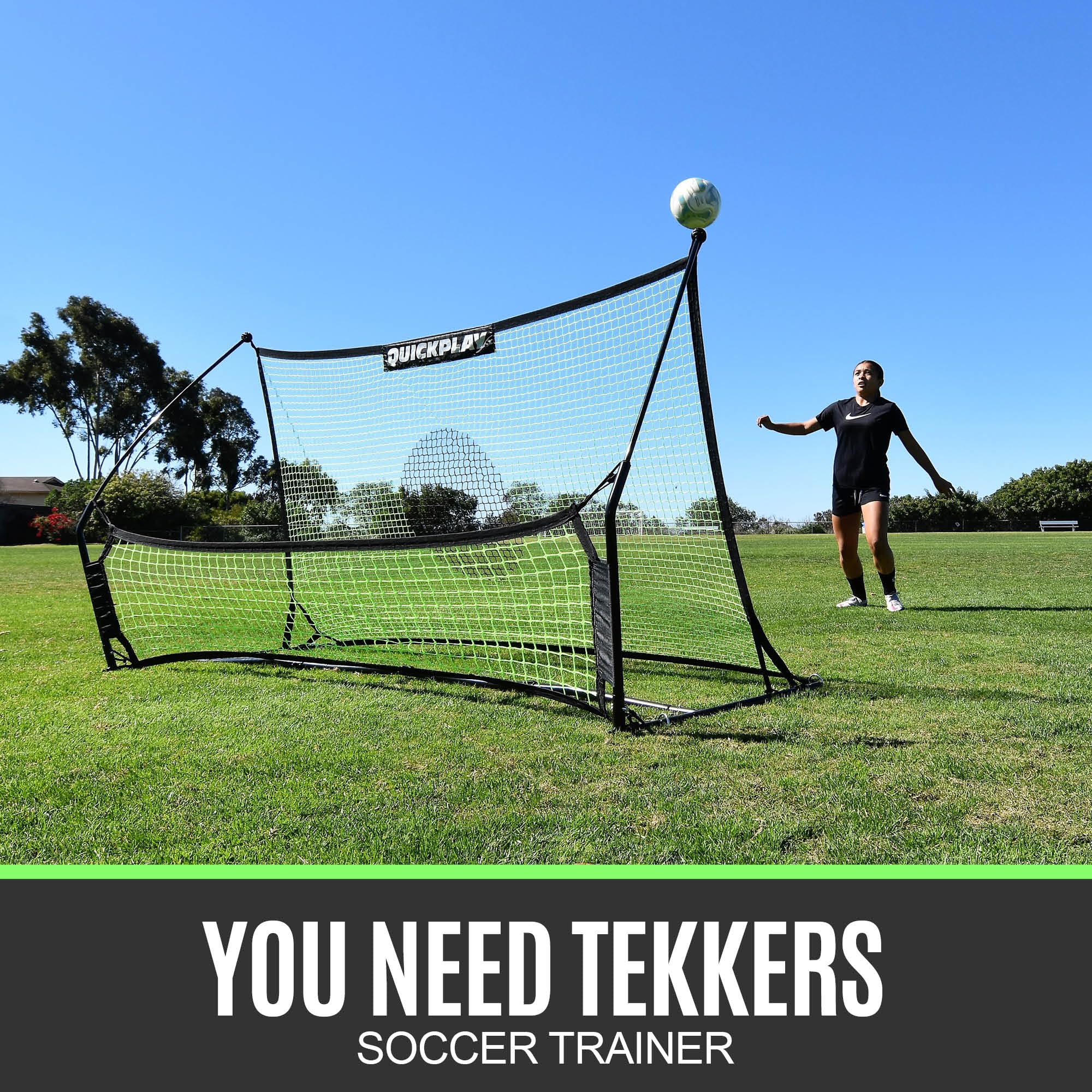 QUICKPLAY Tekkers Red de rebote de fútbol | Base pesada ultra portátil e integrada para entrenar en cualquier superficie