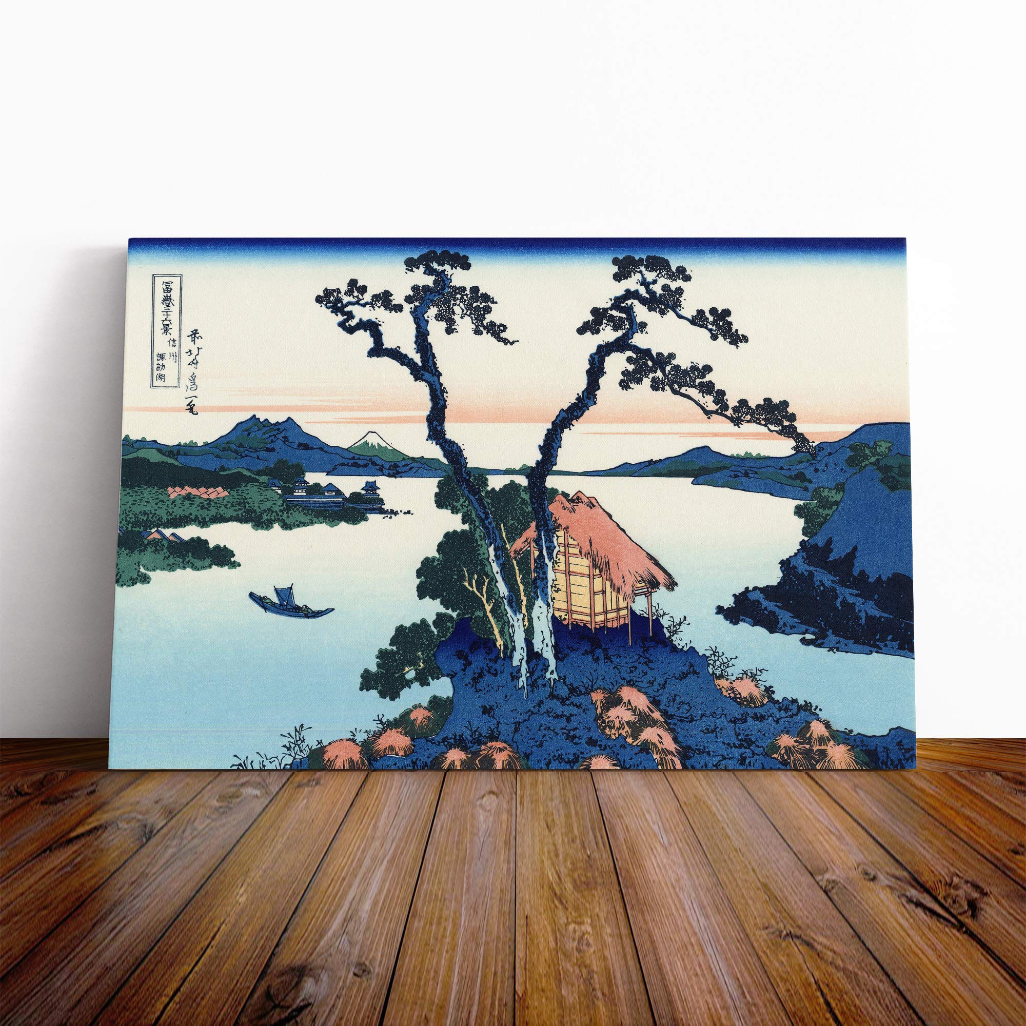 Hokusai Japanese Oriental Lake Suwa Canvas Print | Gallery Wrapped 30mm Frame Wall Art | 24x16 inches | Ready to Hang | Asian Landscape Picture | Living Room Bedroom Lounge Office
