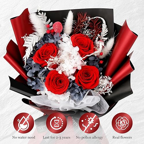 Miniatura 4 de YOFANUP Flores para entrega Prime, Ramo de flores preservadas, Ramo de flores naturales de rosas reales para siempre Último 2-3 años, Flores para