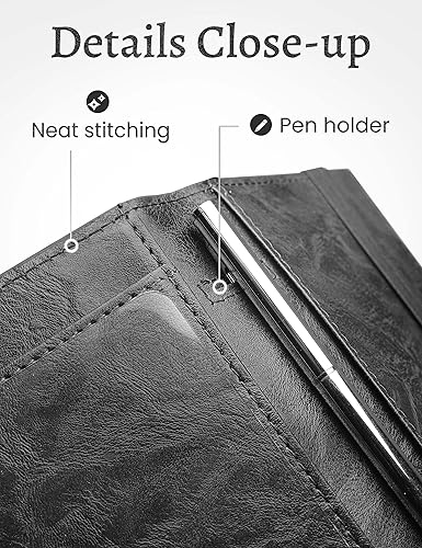 Miniatura 4 de Yarnic Funda para chequera personal, soporte para chequera con soporte para bolígrafo y divisor de plástico transparente integrado para cheques