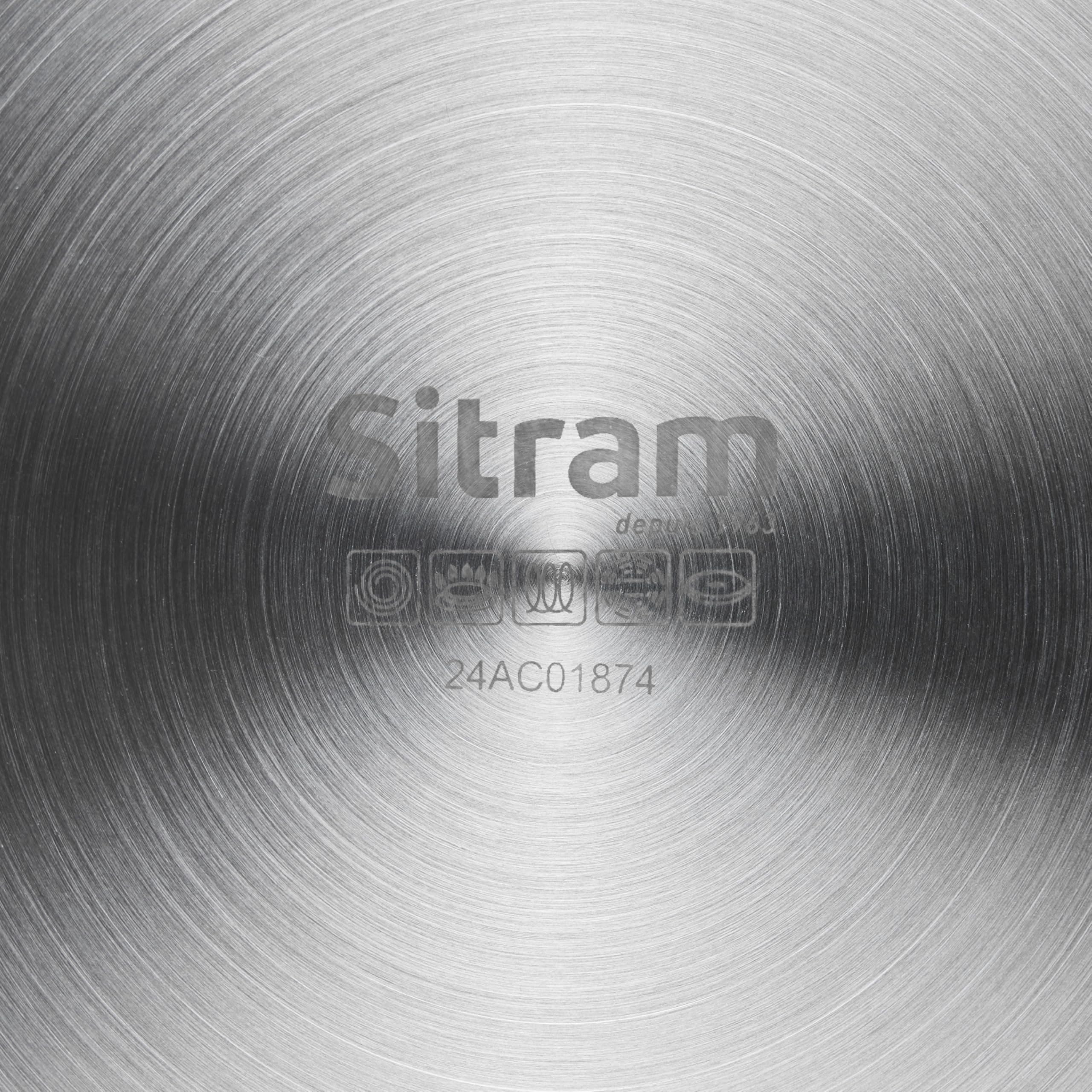 Sitram 716941 - Set di 3 padelle in acciaio inossidabile, gamma ARPEGE, Ø 20,24,28 cm, rivestimento antiaderente in ceramica effetto pietra, manico rimovibile - tutti i fuochi, inclusa l'induzione
