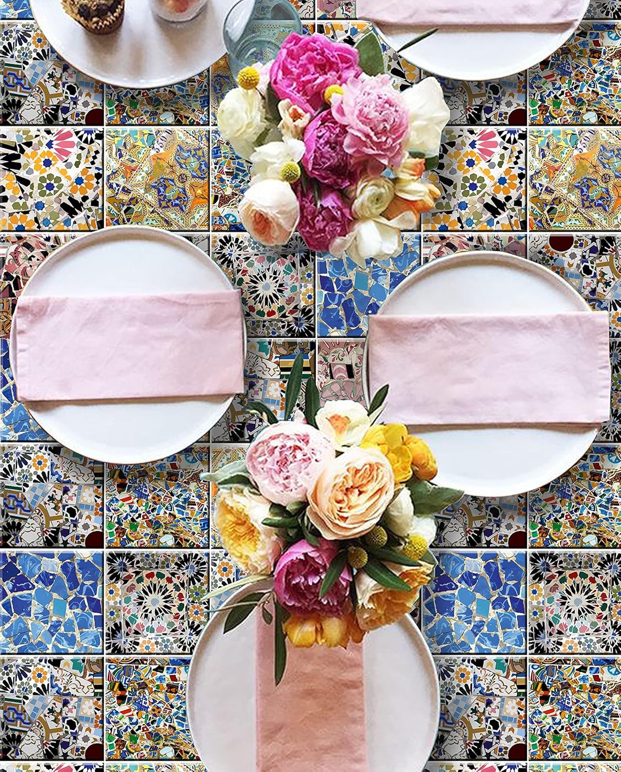 Bleucoin Gaudi Peel and Stick Tile Stickers Vinyl Self-Adhesive Backsplash for Kitchen & Bathroom Water-Resistant & Removable Tile Decals for Instant Makeover (4" x 4" (Pack of 44))
