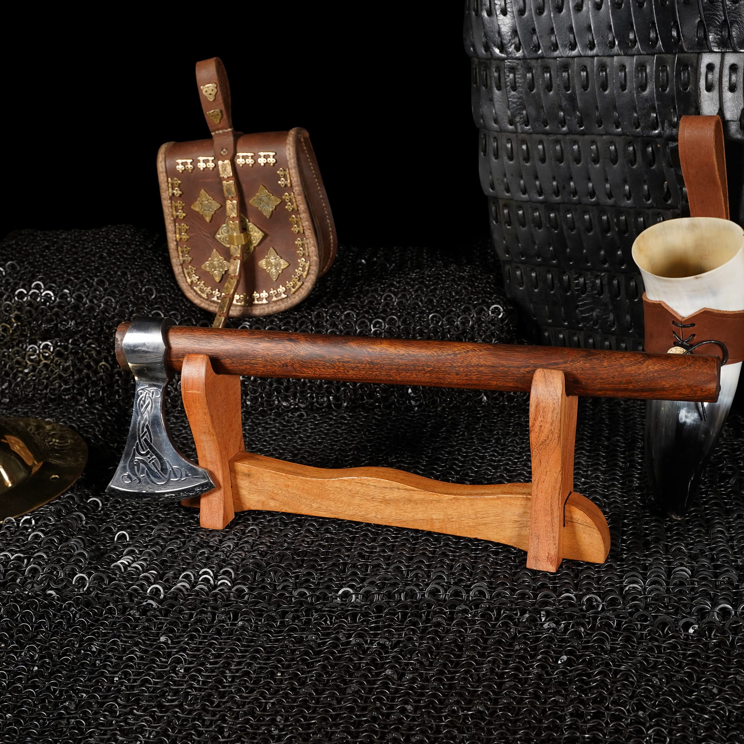 Mythrojan Soporte de Espada de Madera Maciza Espada Medieval Montaje en Pared Soporte de exhibición de Samurai Soporte de Espada Katana Exhibición de Espada de Gladiador de un Nivel