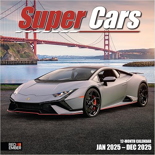 Red Ember - Mini calendario de pared para espacios pequeños  Supercars 2024 colgante mensual por Red Ember  Solo 7 x 14 pulgadas abierto  Papel