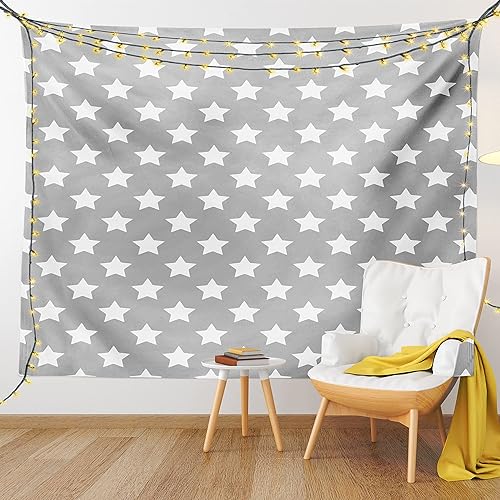 Miniatura 9 de Ambesonne Tapiz de estrellas, patrón de estrellas grandes, monocromático, diseño moderno con temática de noche estrellada, colgante de pared para