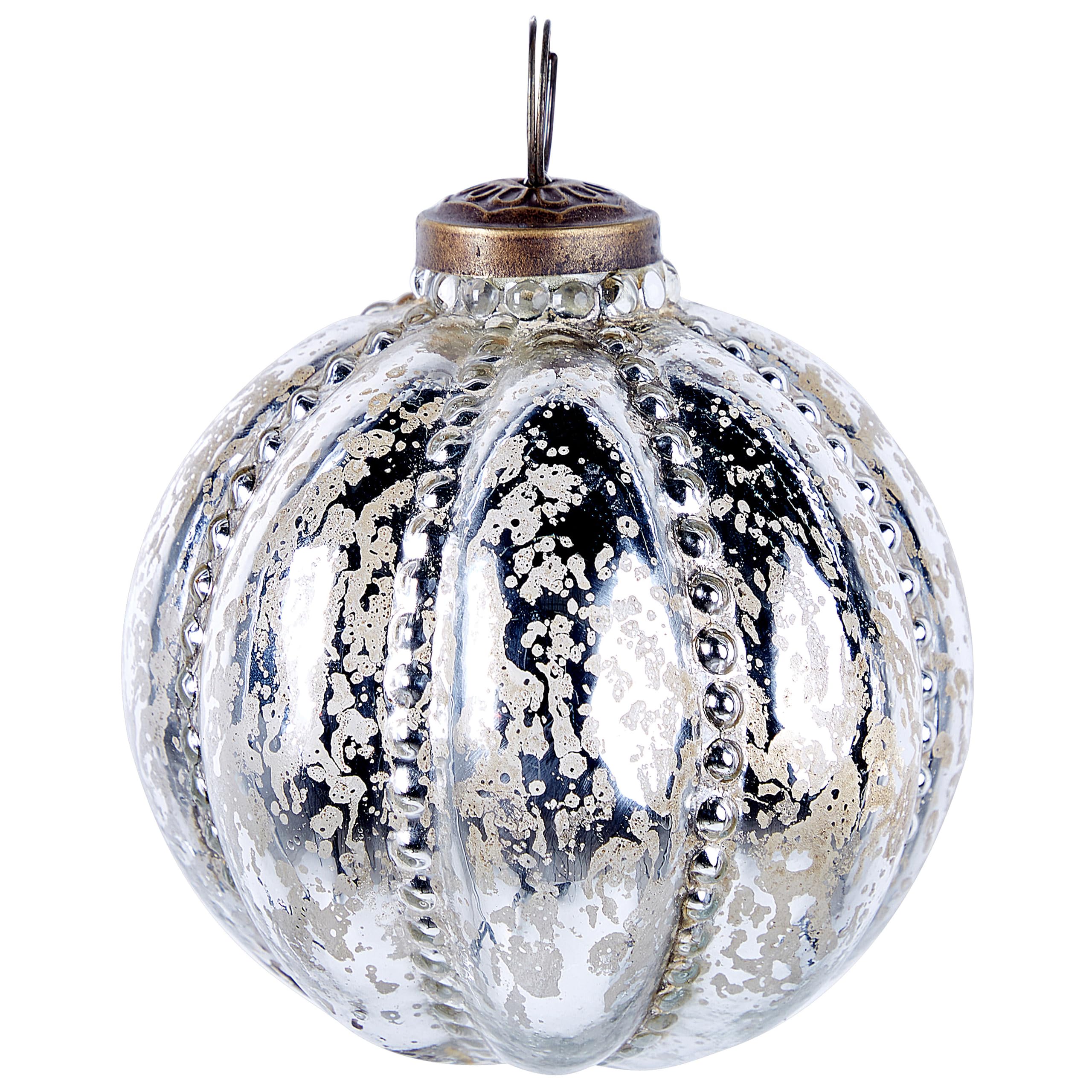 Christbaumschmuck 6er Set Glas Silber Weihnachtskugeln handgemacht Argentin