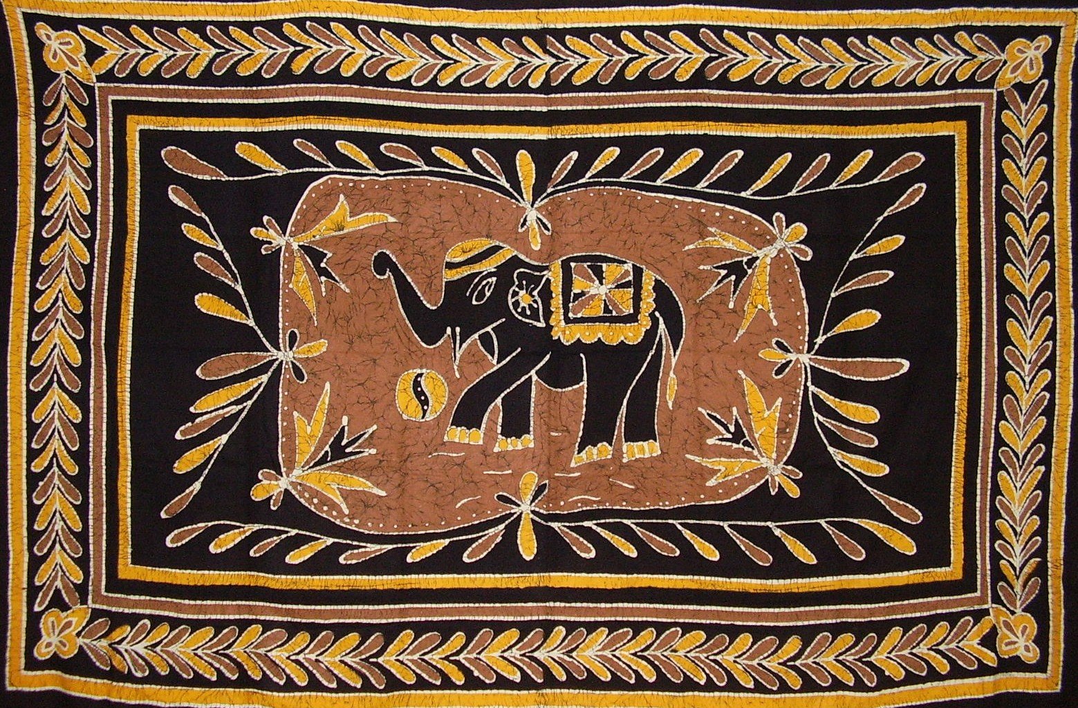 India Arts Lucky Batik Elephant Tapestry Cotton Bedspread 104