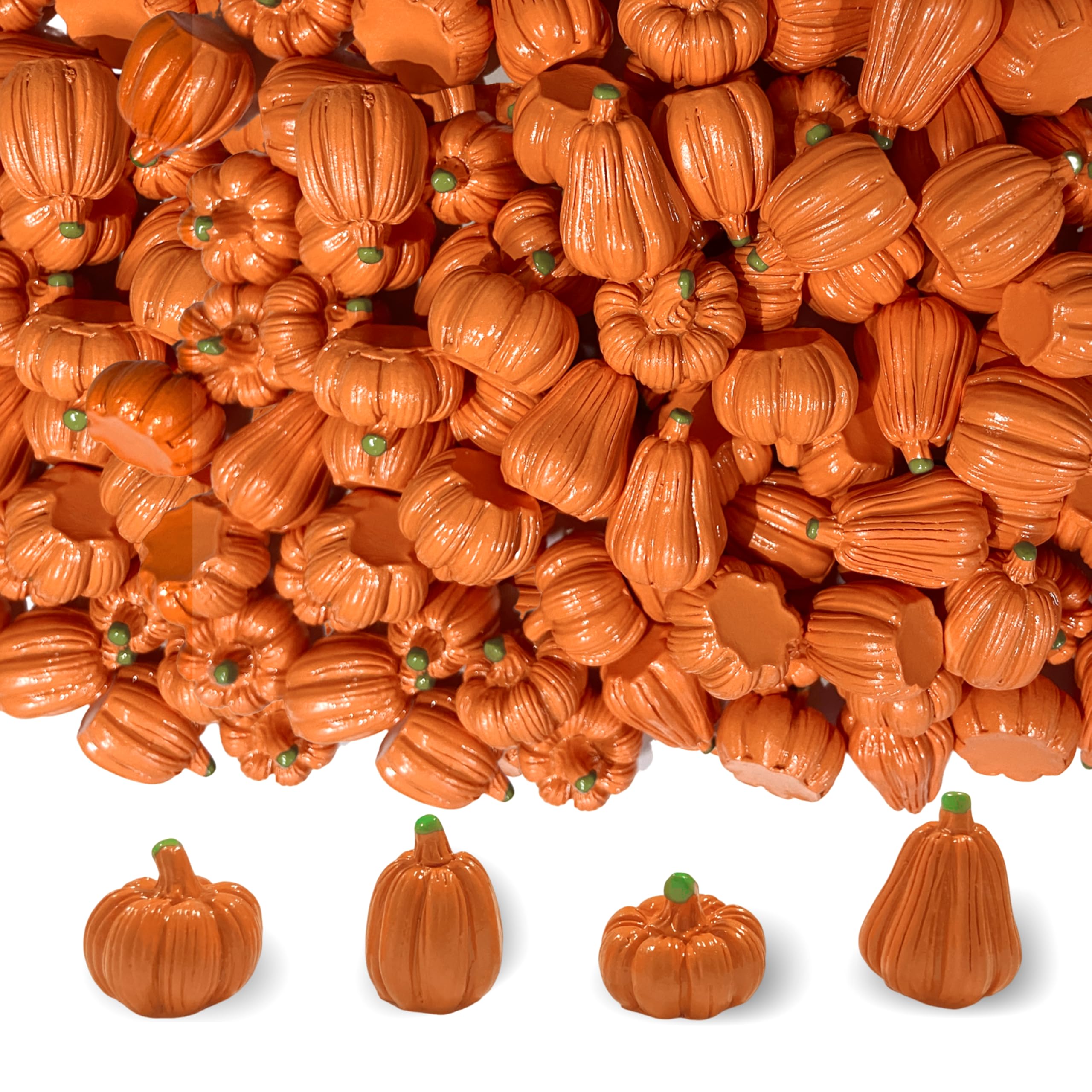 FESTGLOX 100Pcs Mini Pumpkins for Crafts, Resin Small Pumpkin Decor, Decorative Miniature Pumpkin, Fake Tiny Orange Pumpkins for Decorating in Bulk for Vase Filler, Fall, Thanksgiving, Halloween