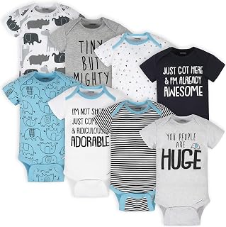 Onesies Brand 8-Pack Short Sleeve Baby Bodysuits - 100% Cotton Unisex Mix & Match Onesies for Newborns