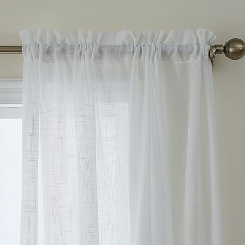 Miniatura 9 de Demetex Cortinas semitraslúcidas de lino de 96 pulgadas de largo, rústicas y rústicas, cortinas semitransparentes para ventana de patio, ventana