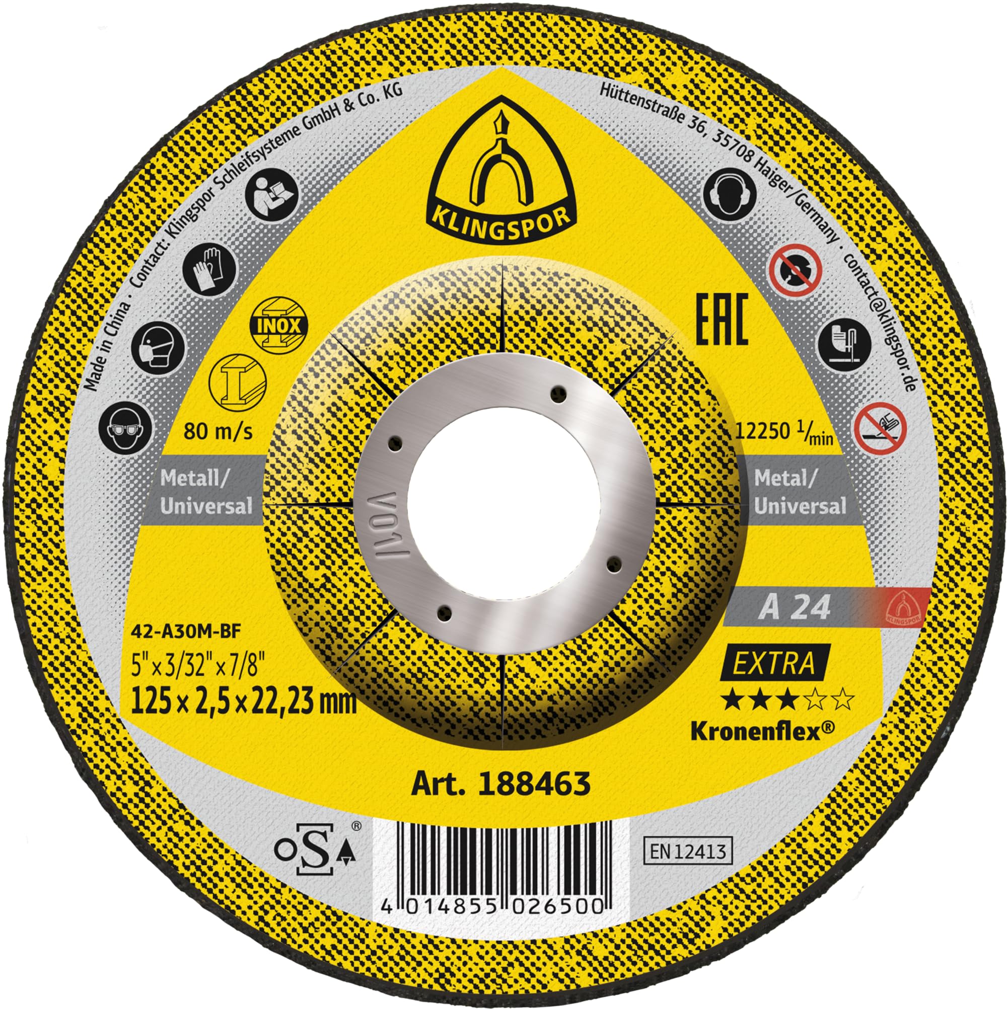 Tarcza tnąca 24 EX 125 x 2,5 x 22,23 mm średnica 25 sztuk