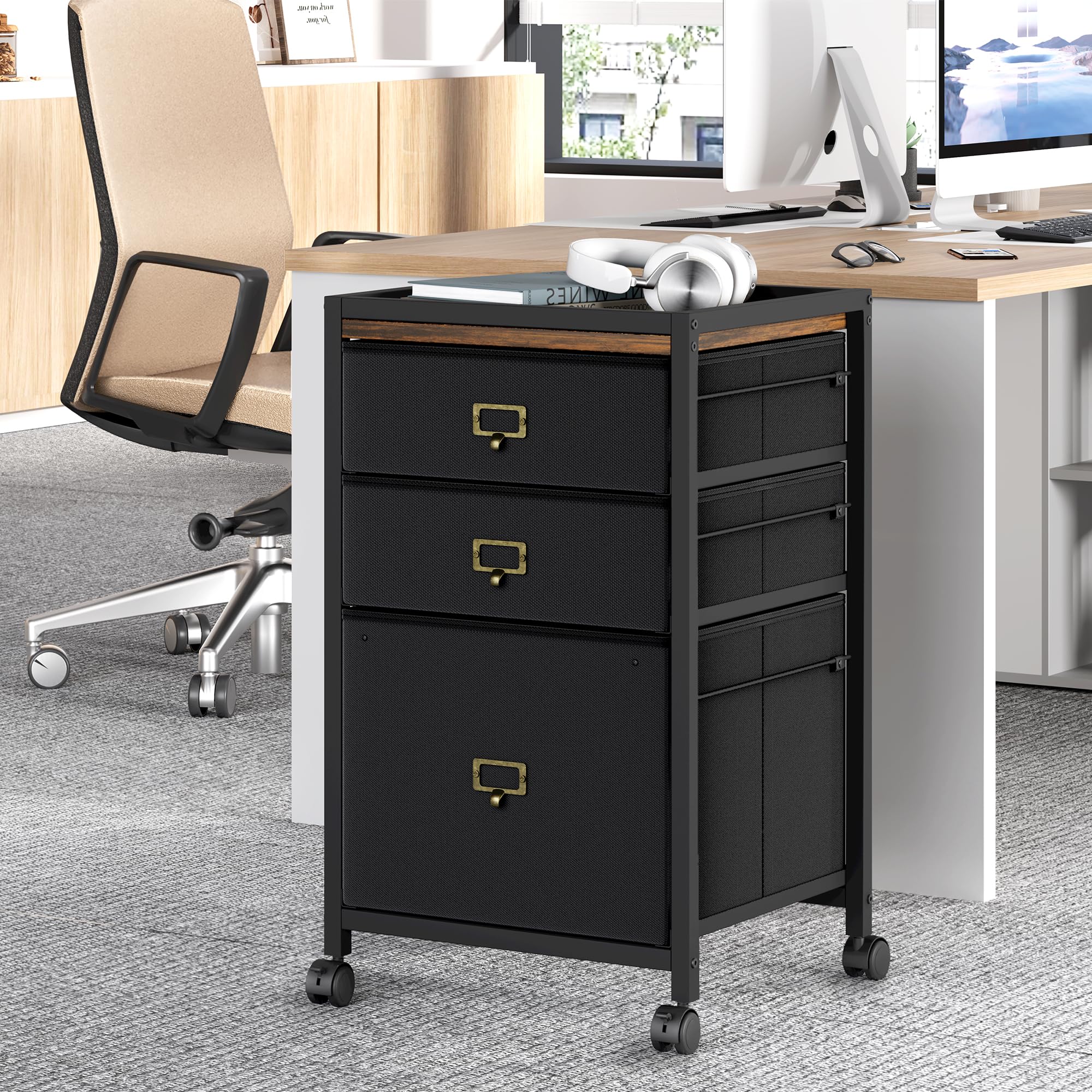 GarveeHome Archivador Móvil Oficina Cajonera Tela A4