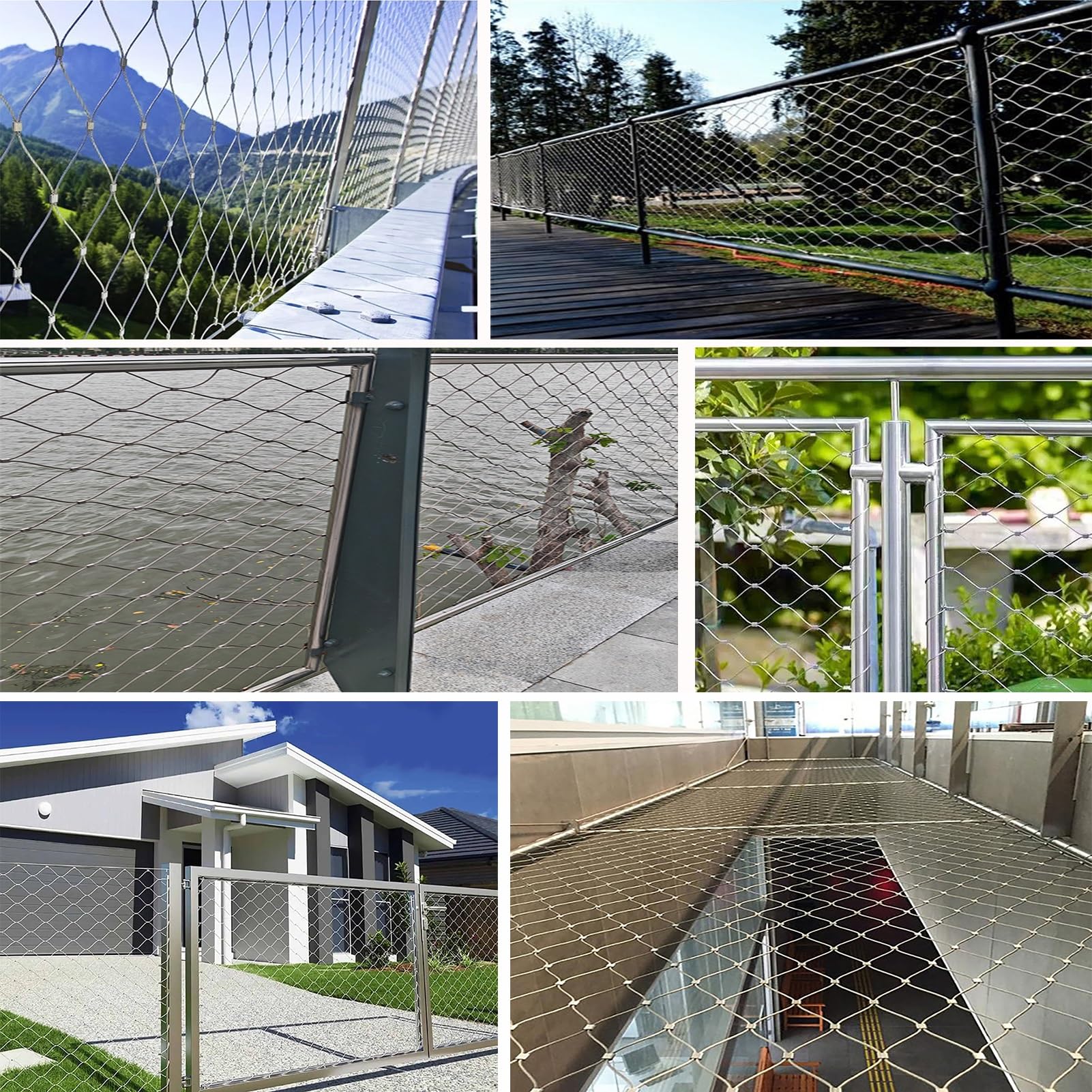 304 Edelstahl-Seilnetz, 4cm/2mm Balkon Treppe Fallschutz Zaun für Bauernhof Geflügel Barriere Garten Netting(WxL:0.6x4m)