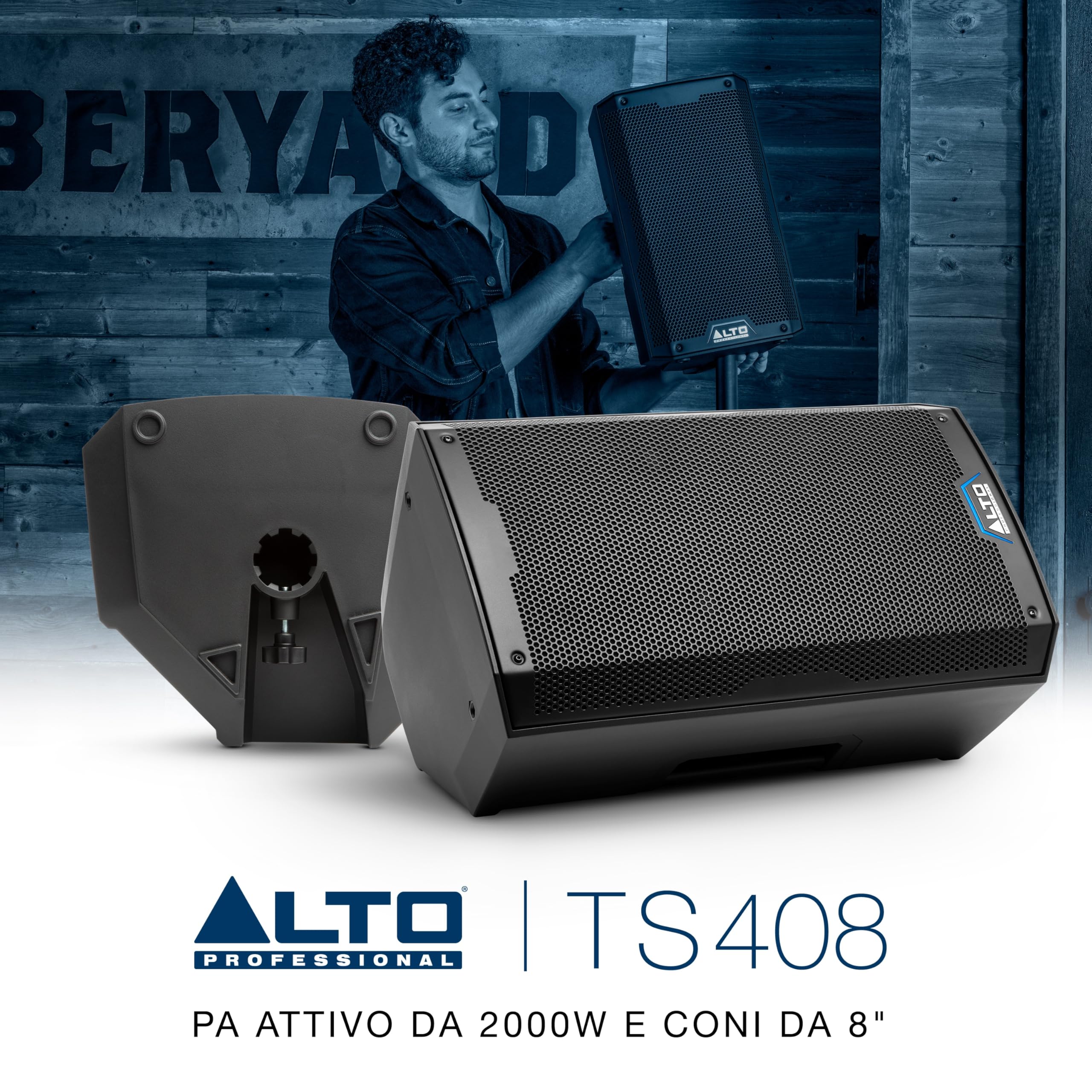 ALTO TS408 Cassa Amplificata Attiva da 8" e 2000W, Potente con Bluetooth, Mixer a 3 Canali, Connessione tra Altoparlanti Wireless, DSP e App