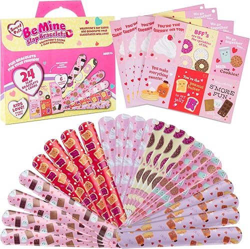 Tarjetas de San Valentín para el aula de niños, pulseras de mejores amigos (24 quilates), grandes regalos del día de San Valentín para intercambio