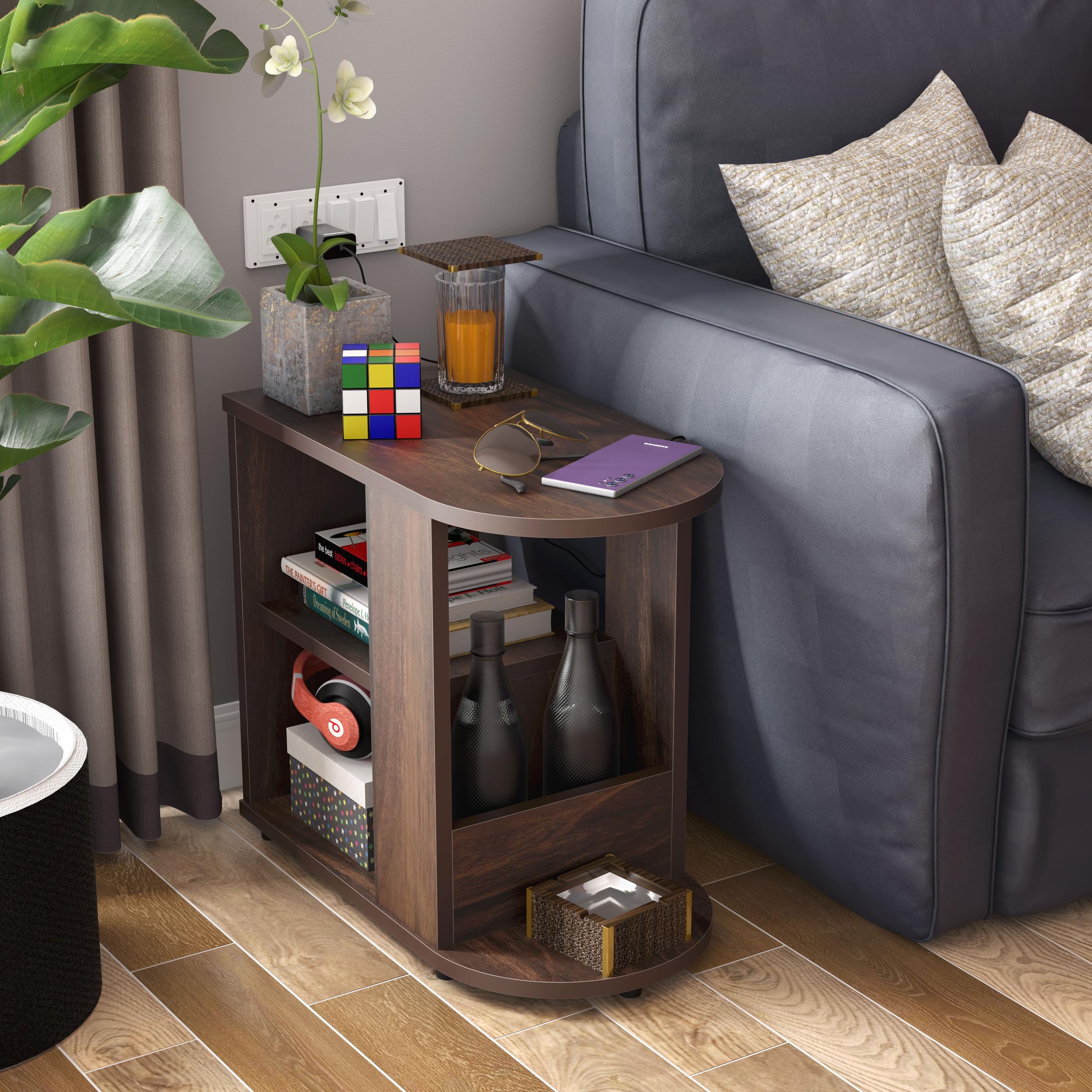 Studio Kook Bene Engineered Wood Side Table | End Table with Storage, Matte Finish (Junglewood) (B0DGQ1L2HX) Amazon Price History, Amazon Price Tracker
