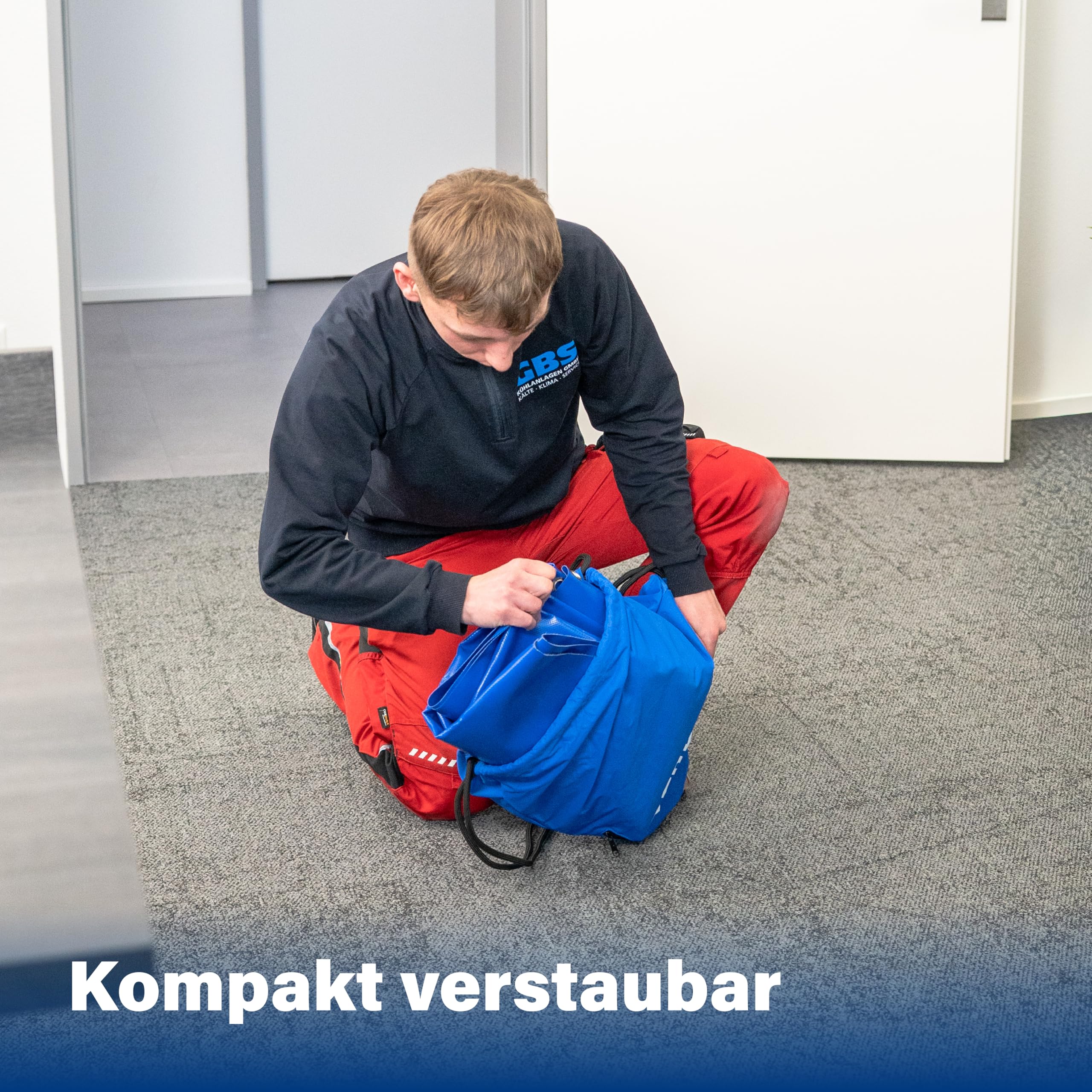 DerBlaue® Unterlegwanne – Faltbare Schutz- und Auffangwanne für SHK, Werkstatt & Baustelle, robuster Auslaufschutz für Schmutzwasser und Öl, Werkzeugablage & Umgebungsschutz (110 cm x 85 cm)