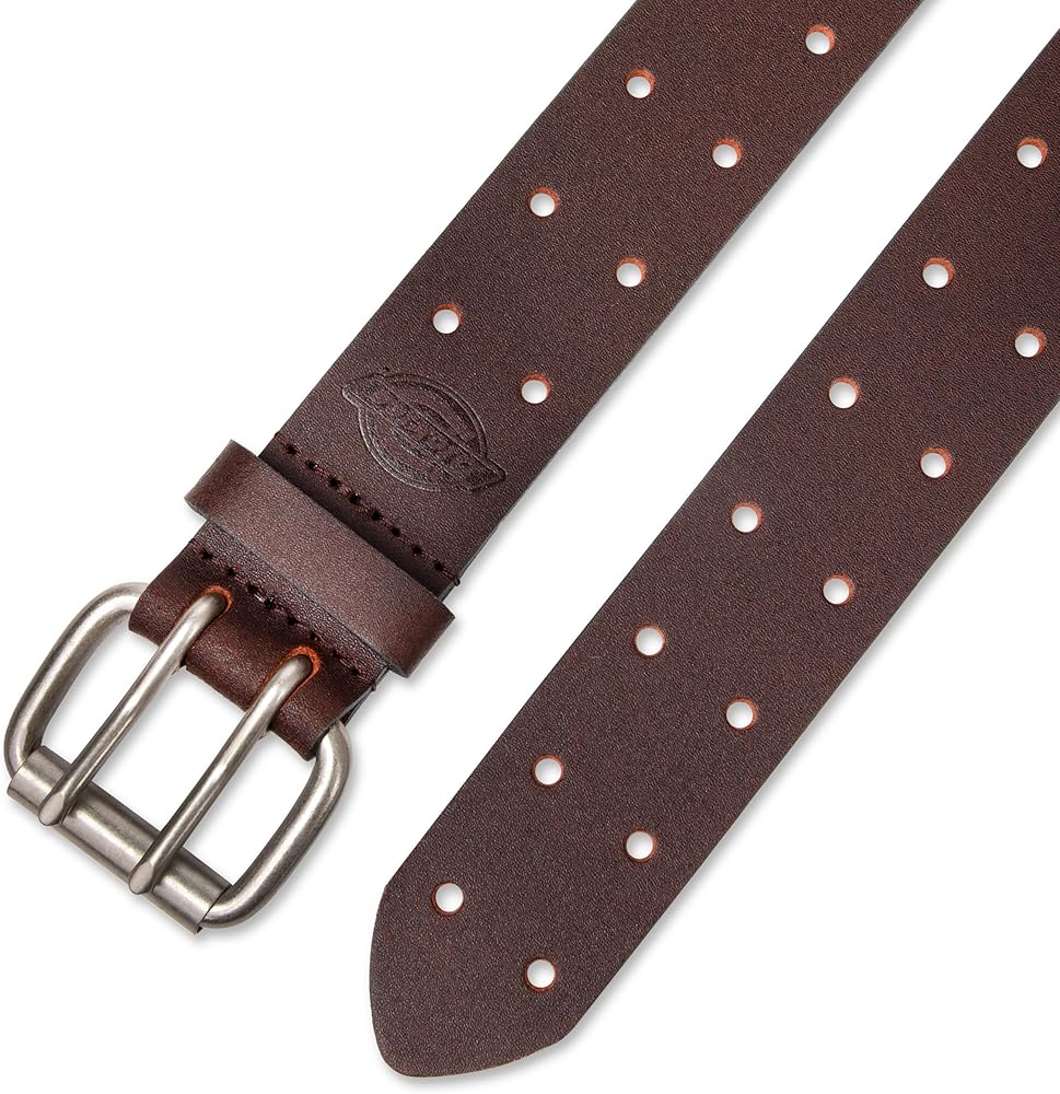 Dickies Men's Big and Tall Leather Double Prong Belt, Brown, 2X