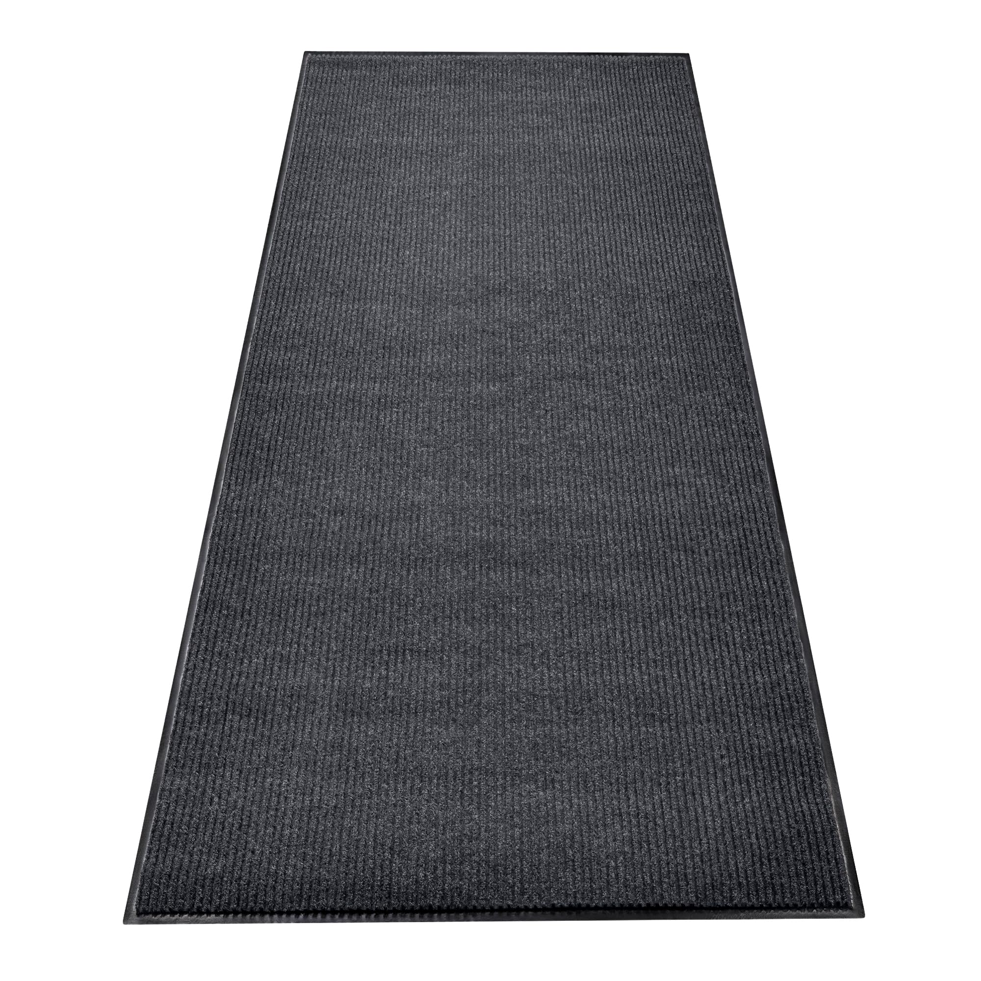 Durable Rubber Door Mat - Heavy Duty, Indoor/Outdoor, Easy Clean, Waterproof, Low-Profile Mat for Entry, Patio, Garage - Stylish (Charcoal, 6' x 2' (Mud Trapper))