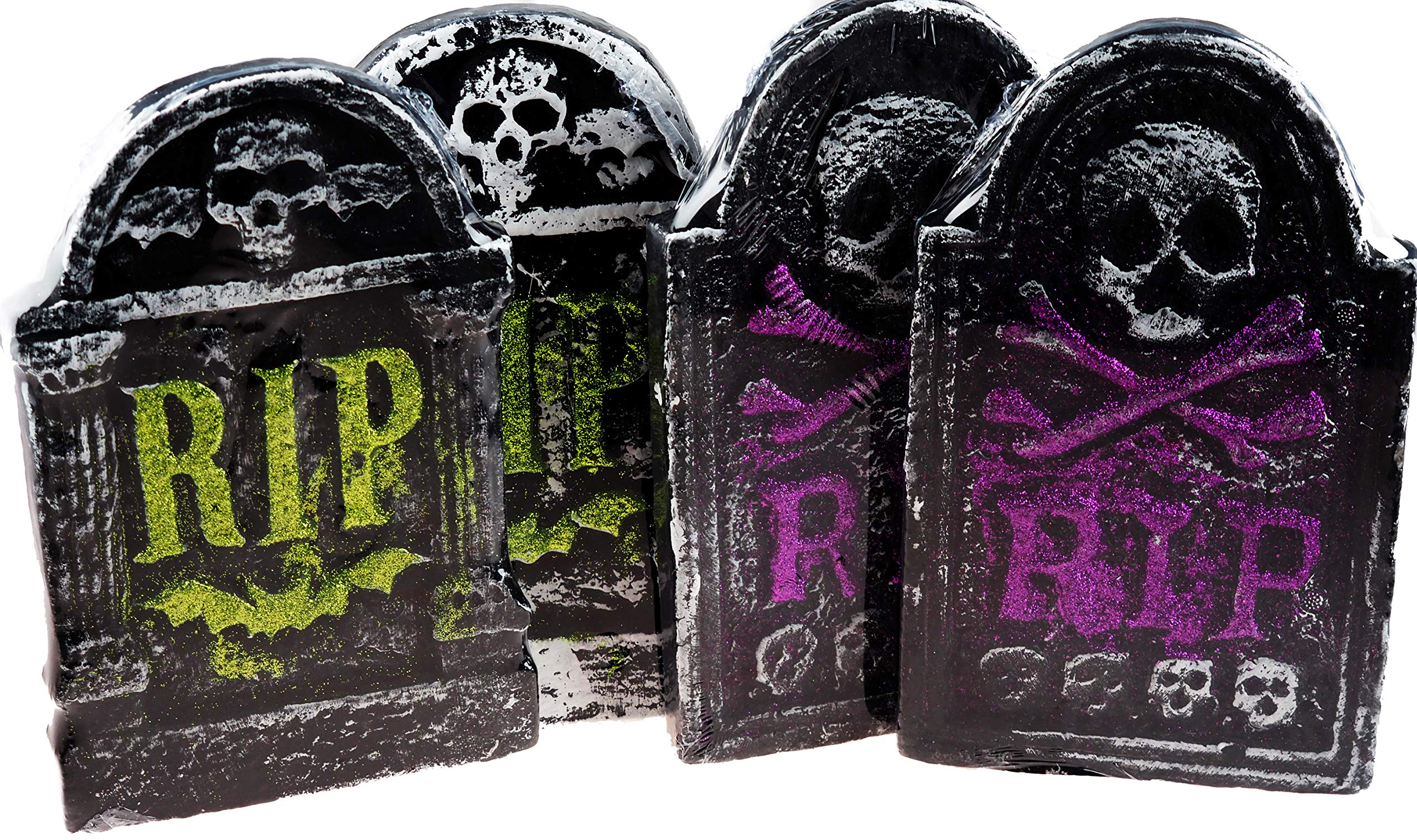 Halloween 27cm Glitter Spooky Gravestones / Tomb Stones (Set of 4)