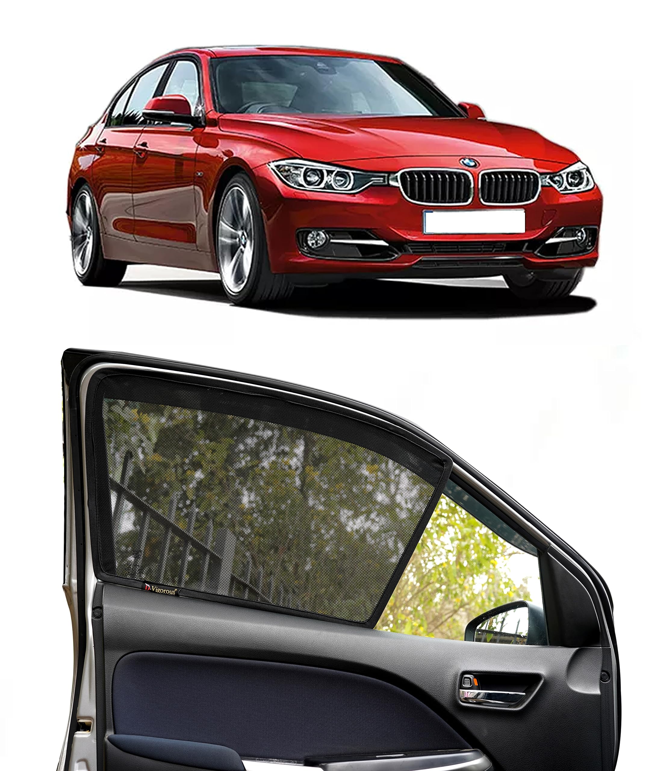 Dvigorous Sun Shades for Car Window Curtain BMW 320 D 2012-2015 Set of 2 -Front 2 Door Only-image-2