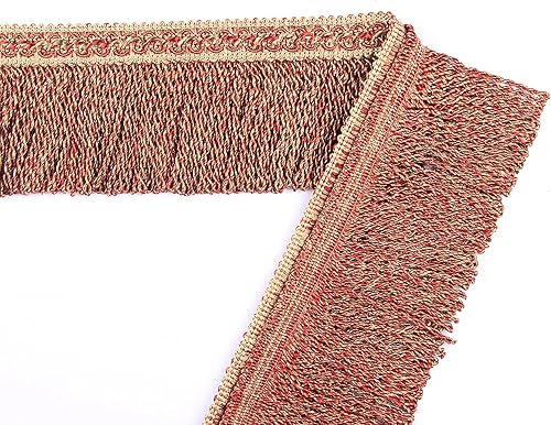 Miniatura 4 de Fenghuangwu Borde de flecos de lingote de 5.5 yardas x 3.3 pulgadas de diámetro, ribete de flecos de alta densidad, flecos de costura de poliéster,