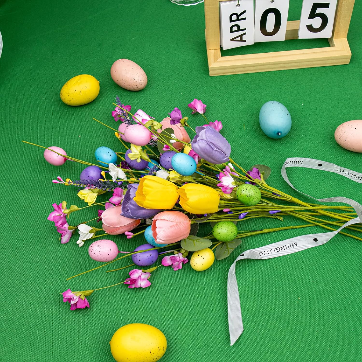 10 PCs Modern Easter Table Centerpiece Decorations 17 inches Rustic Easter Flowers Artificial for Decoration Colorful Egg Picks with Tulip Floral Stems for Vase Indoors Table Decor - Image 5