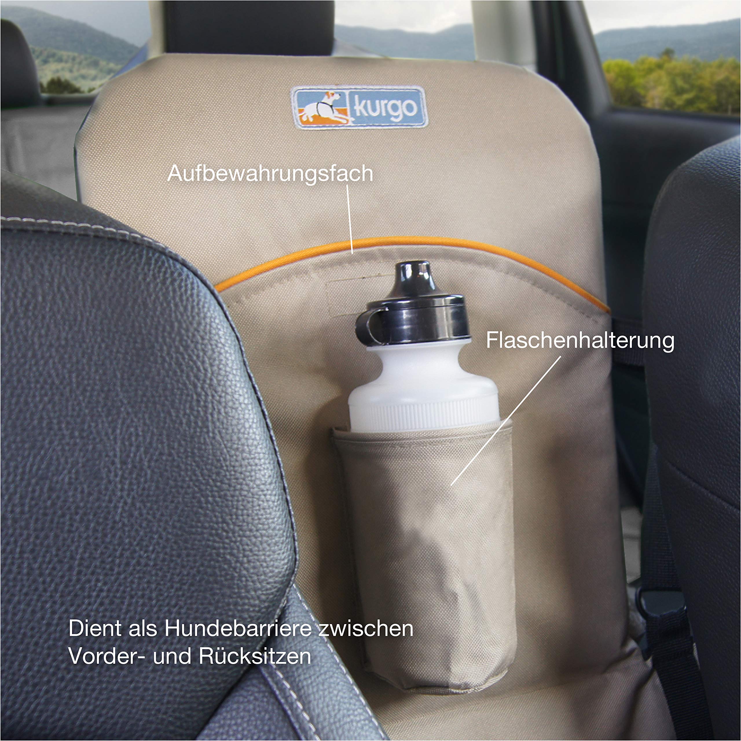 Kurgo Rover Backseat Bridge Rücksitzverlängerung für Hunde - Langlebige Verlängerung - Trennwand für den Vordersitz - Wendbare Auto-Sitzauflage - Wasserabweisend - Bis zu 45 kg - Schwarz/Anthrazit
