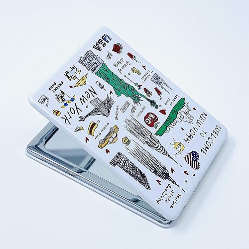 Miniatura 2 de Niñas y mujeres moda elegante recuerdo de Nueva York espejo de viaje espejo espejo de mano maquillaje cosmético espejo compacto (JMR-270804M)