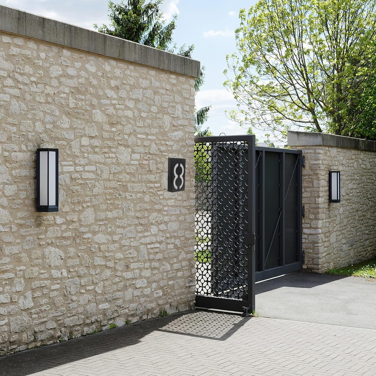 Solar Powered House Number Sign with LED Light, Waterproof Solar Address Doorplate for Outdoor Wall and Yard, Front Door Number Plaque Suitable for Home Outdoor Décor