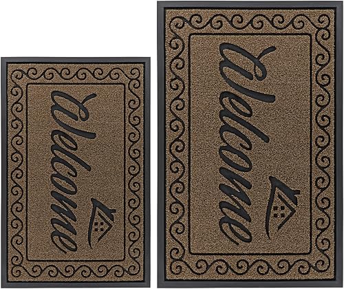 Yimobra Tapete de bienvenida para puerta delantera, resistente y fácil de limpiar, para interiores y exteriores, impermeable, de secado rápido, para