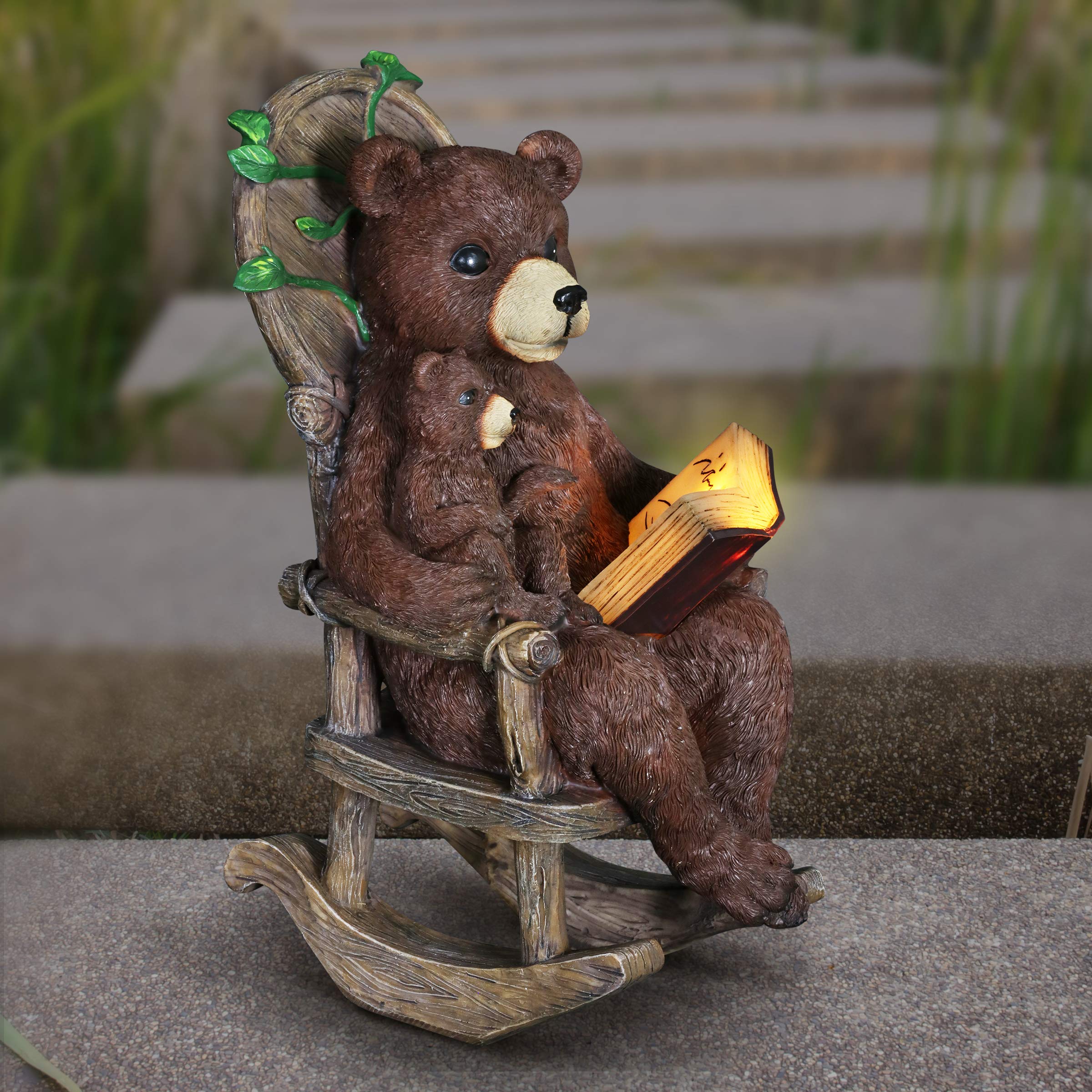 Buy Exhart Solar Bears Reading a Book Garden Statue HandPainted