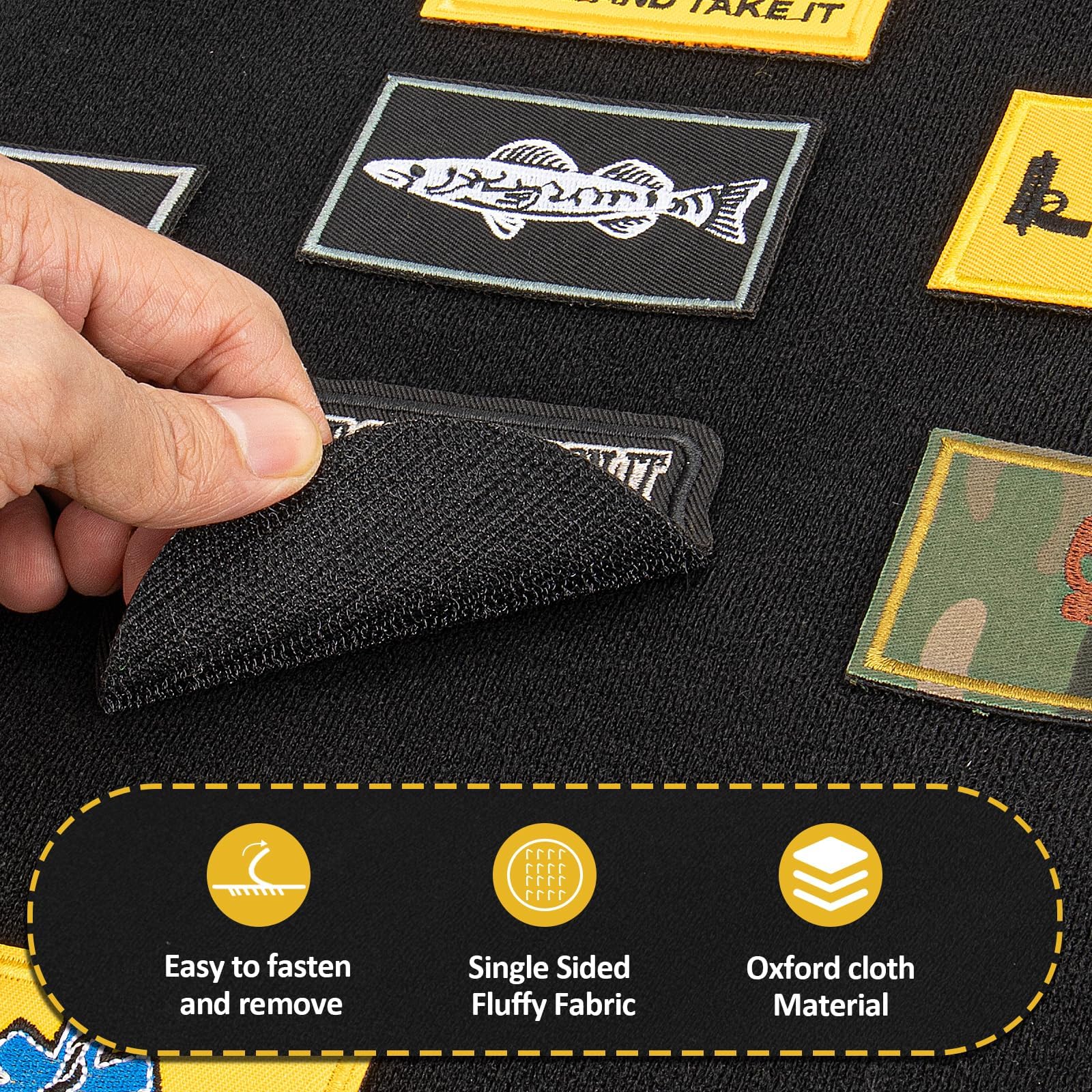 Support Patchs Velcro Panneau Scratch Militaire 60x45cm - Noir Avec Œillets Pour Écussons Et Patchs - Pliable Tableau écussons Noir