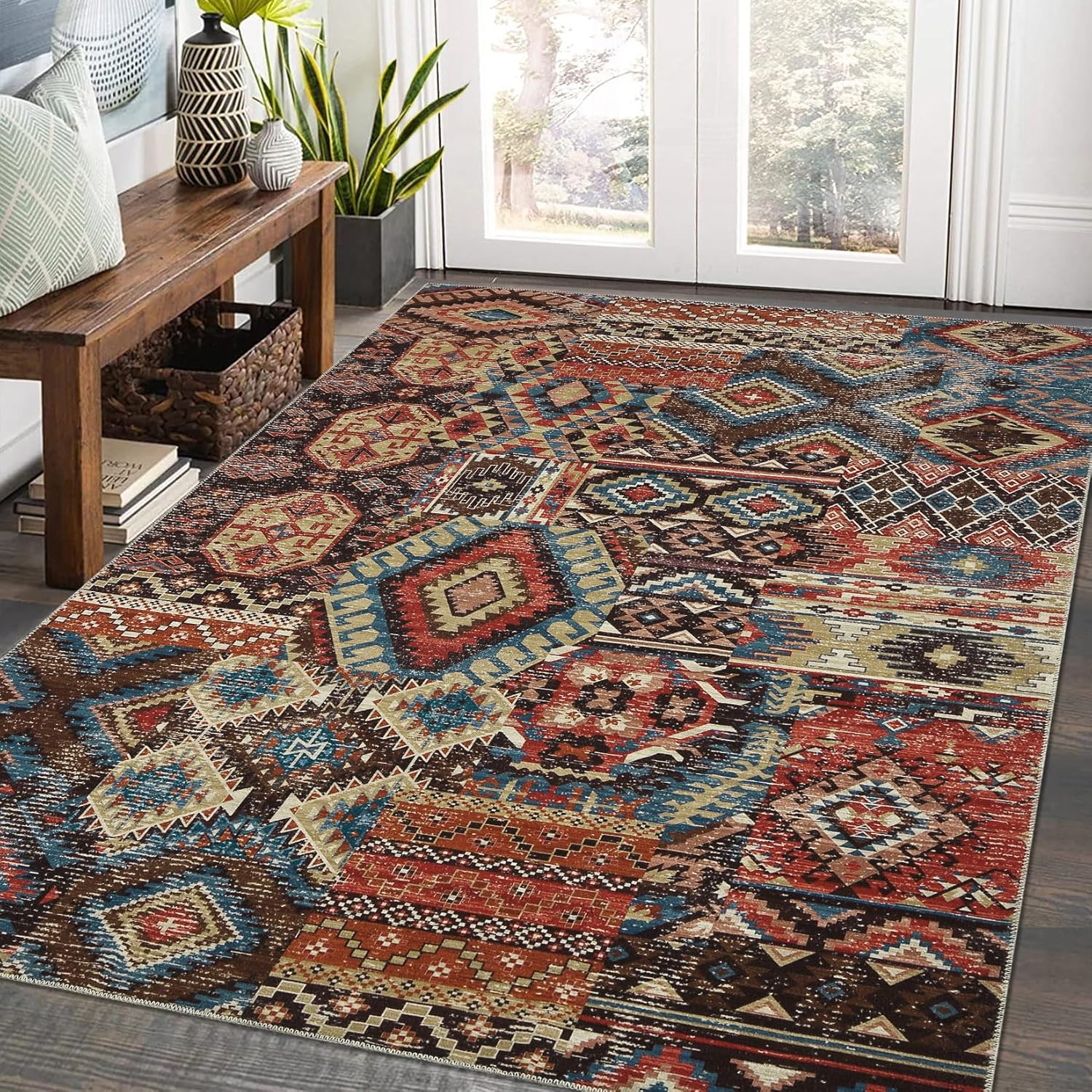 Amazon.com: CAREMEE Area Rugs 4x6 Washable Rug Patchwork Design Rustic ...
