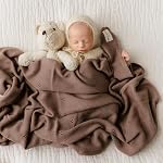 Coton bio de luxe Couverture pour bébé en tricot léger (13 - Pointelle - Chocolat au lait)
