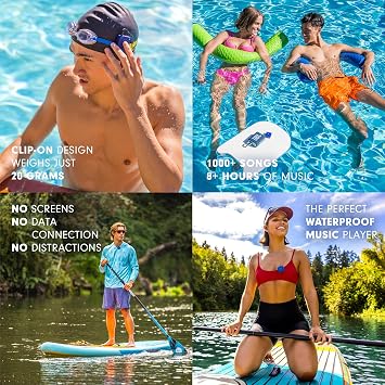 Mighty Wave Waterproof IPX7 Amazon Music Player - Includes Waterproof Wired Headphones - Perfect for Swimming with Music
